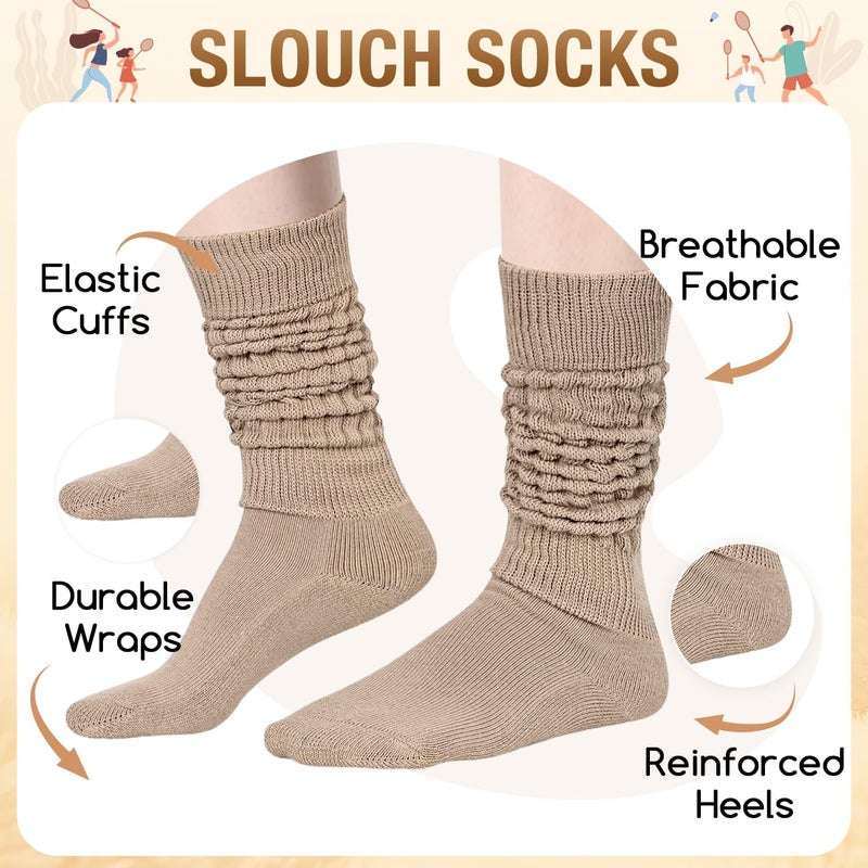 Zmart Women Slouch Socks - Cozy Scrunch Socks, 80s Style in White, Black, Orange & Cream - Image 2